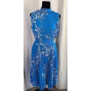 Nanette Lepore Blue Floral High Neck Sleeveless Summer Floral Sundress Sz 12